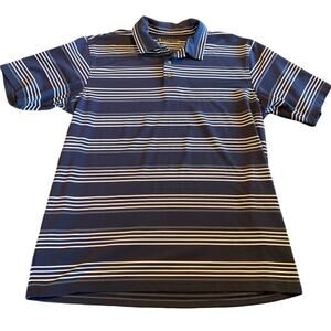 Pebble Beach Mens navy striped golf polo moisture wicking XL